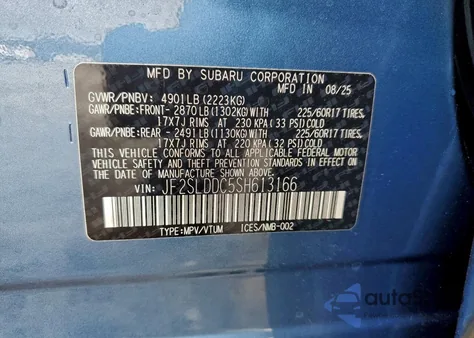 2025 Subaru Forester Premium из США, поврежденный, VIN JF2SLDDC5SH613166